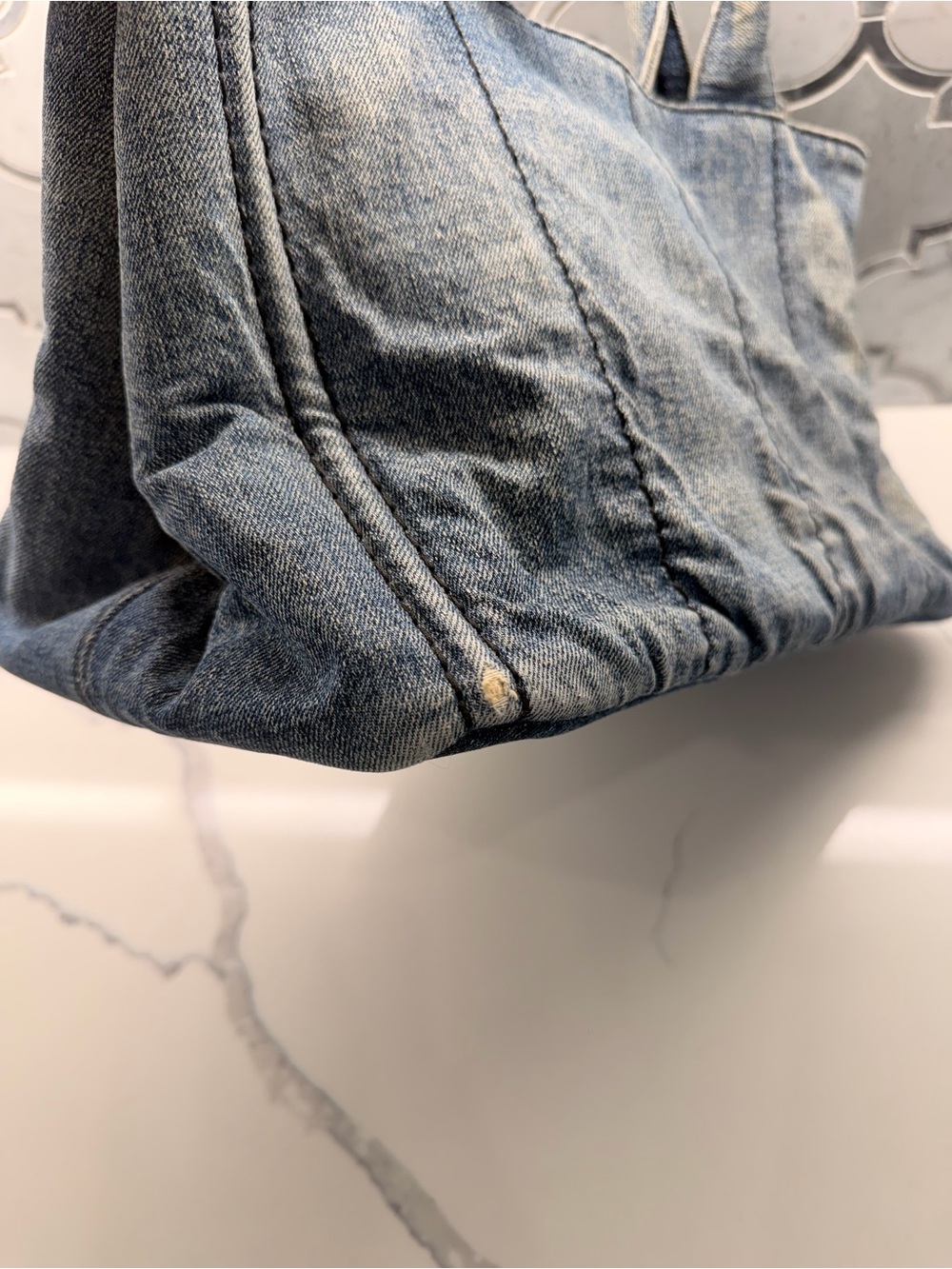 Prada Denim Tote in Washed Blue - Picture 10 of 14